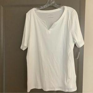 Talbots White V neck Top NWT Size 1X